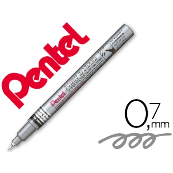 Thumbnail-Marcador pentel permanente mfp10-z prateado para pinturas decorativas. ponta extra fina – 12 unidades