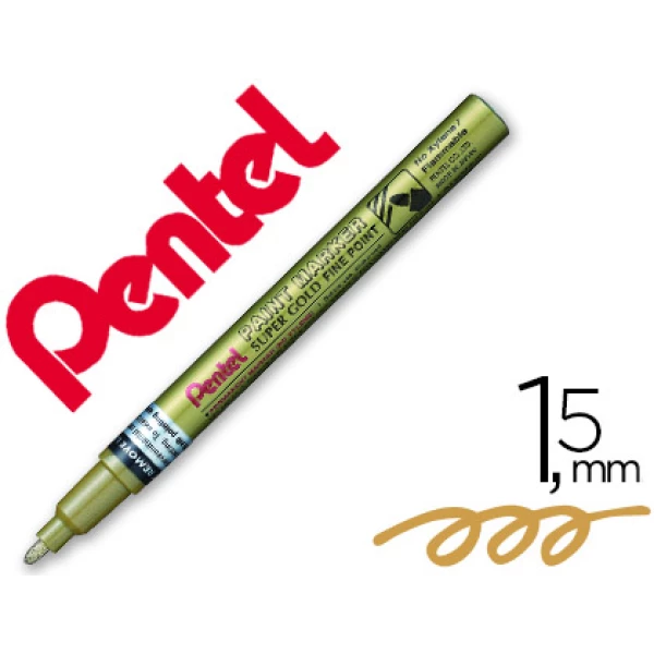 Thumbnail-Marcador pentel permanente msp10-x dourado para pinturas decorativas. ponta fina – 12 unidades