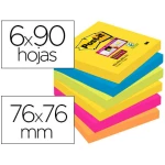 Thumbnail-Bloco de notas adesivas post-it super sticky 76×76 mm com 90 folhas pack de 6 bloco cores sortidas colecao rio de janeir