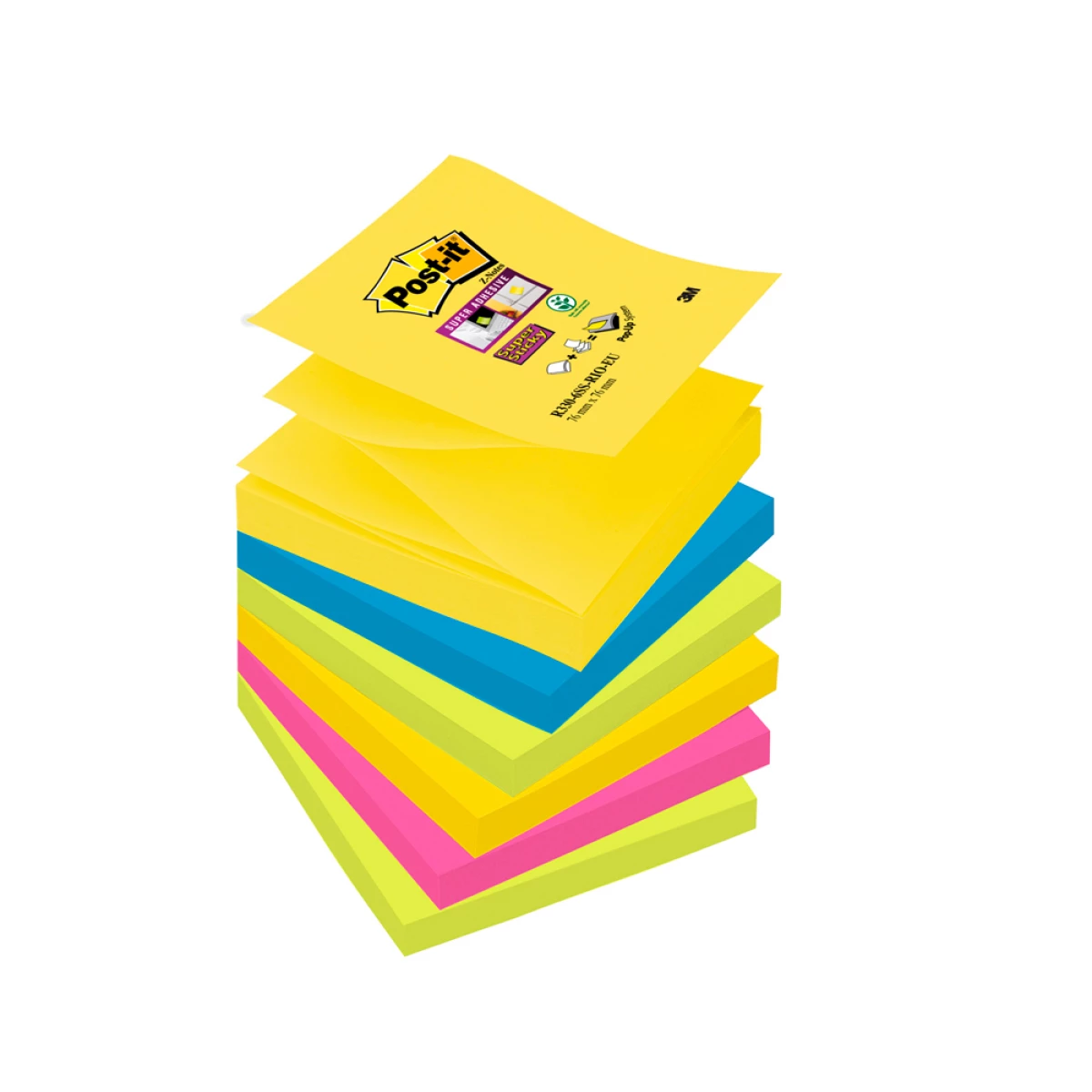 Galery – Bloco de notas adesivas post-it super sticky 76×76 mm com 90 folhas pack de 6 bloco cores sortidas colecao rio de janeir0