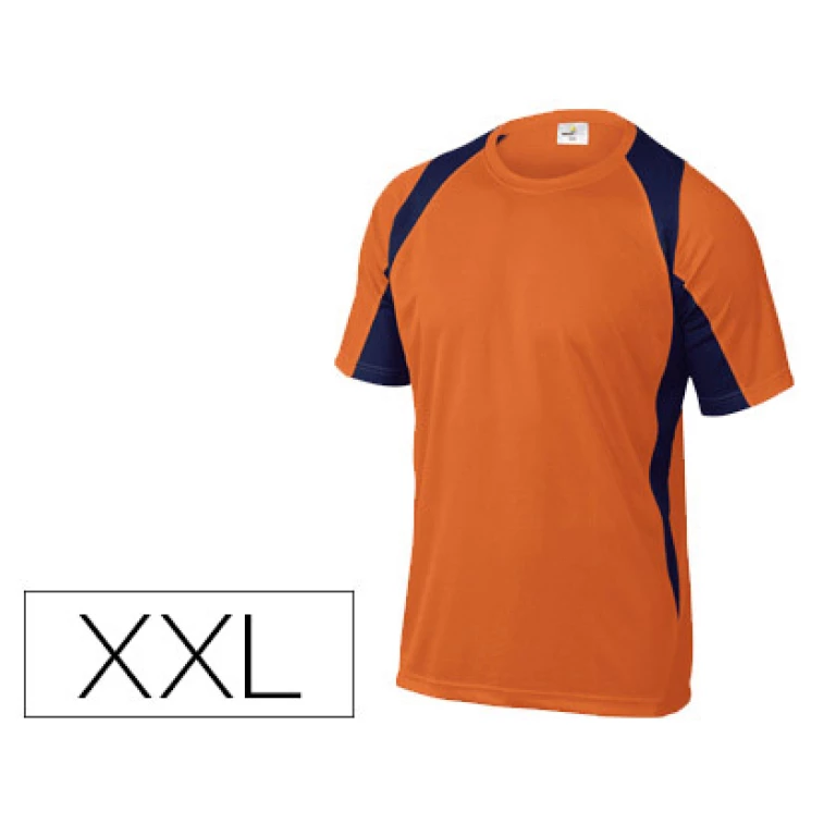 Thumbnail-T-shirt deltaplus poliester manga curta colarinho redondo tratamento secagem rapida cor laranja-marinho tamanho xxl