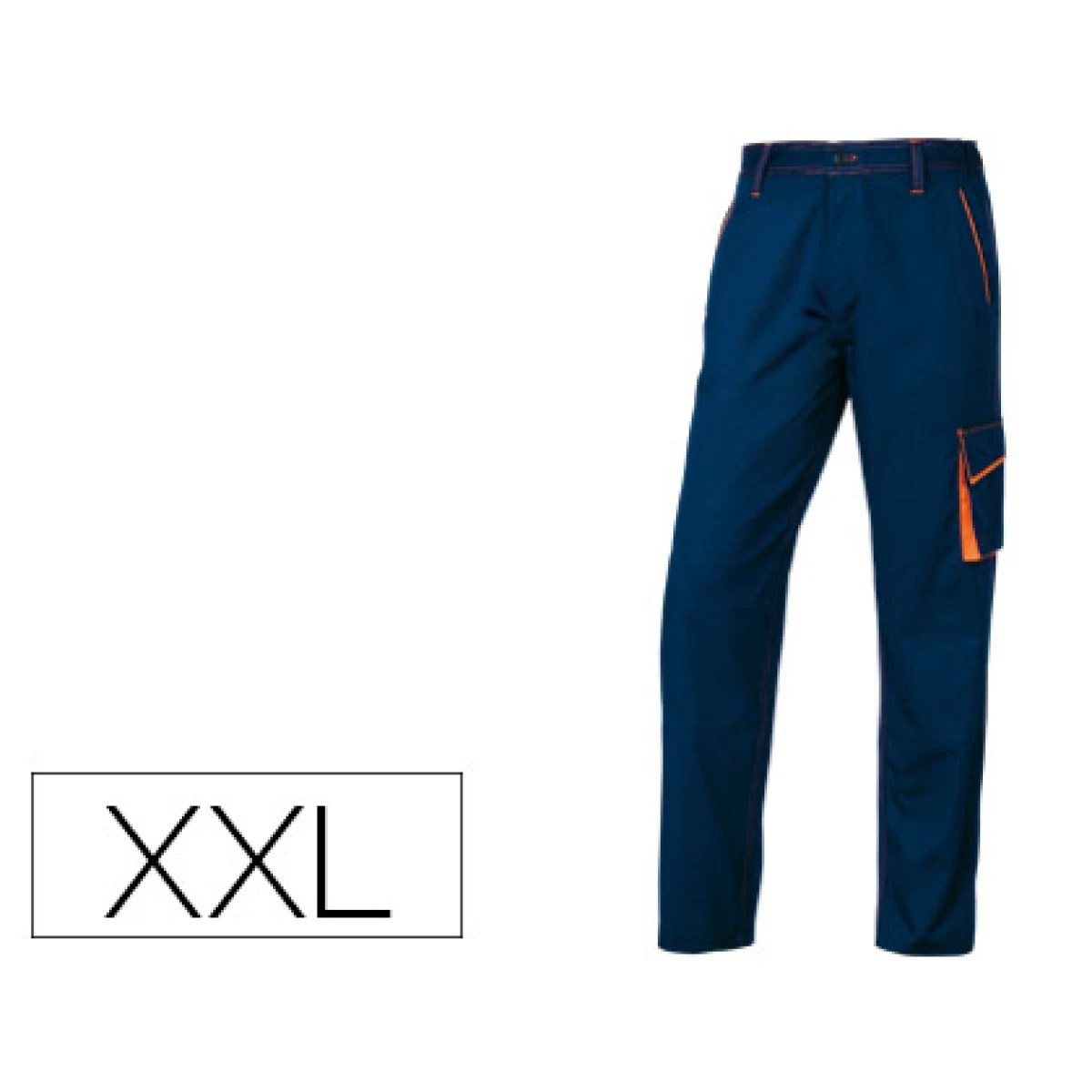 Thumbnail-Calças deltaplus com cintura ajustavel e 5 bolsos cor azul laranja tamanho xxl