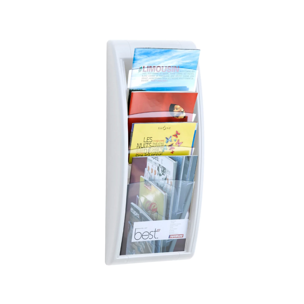 Galery – Expositor mural fast-paperflow din a4 branco 4 compartimentos 650x290x95 mm0