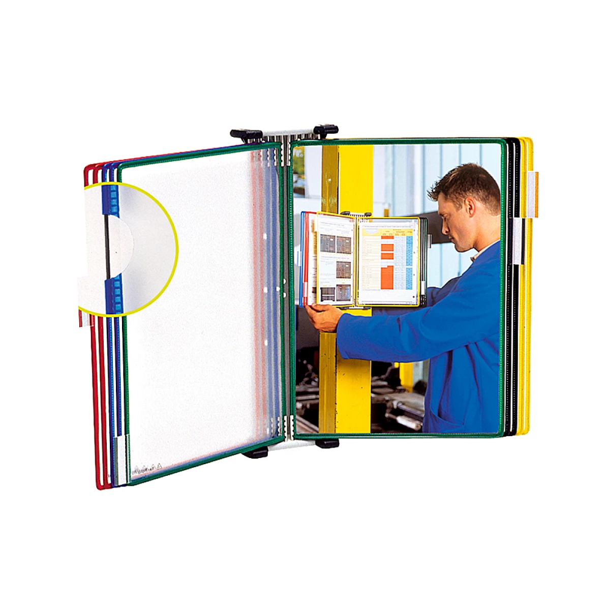 Galery – Porta catalogo parede metalico tarifold com 10 bolsas din a4 em cores sortidas0