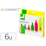 Thumbnail-Marcador fluorescente q-connect de ponta biselada – estojo de 6 marcadores