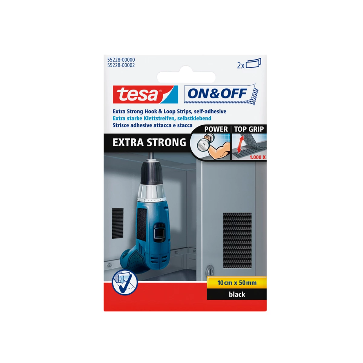 Galery – Velcro autoadesivo tesa preto tiras 10 cm x 50 mm blister de 2 unidades0