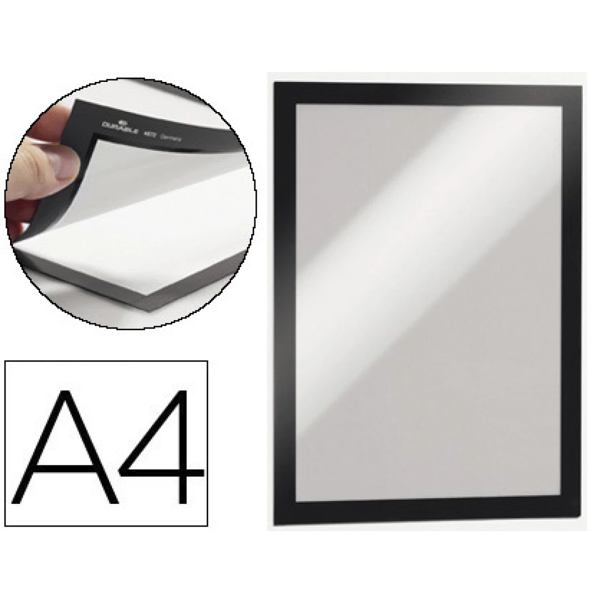 Thumbnail-Moldura porta anuncios durable magnetico din a4 dorso adesivo removivel cor preto pack de 2 unidades