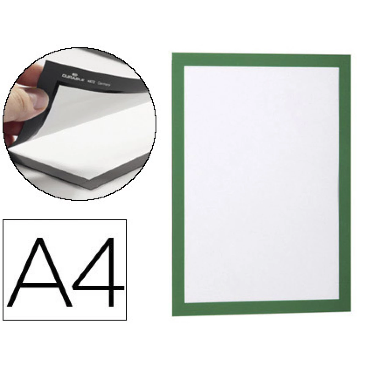 Thumbnail-Moldura porta anuncios durable magnetico din a4 dorso adesivo removivel cor verde pack de 2 unidades