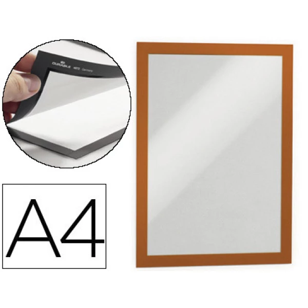 Thumbnail-Moldura porta anuncios durable magnetico din a4 dorso adesivo removivel cor laranja pack de 2 unidades