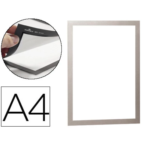 Thumbnail-Moldura porta anuncios durable magnetico din a4 dorso adesivo removivel cor prata pack de 2 unidades