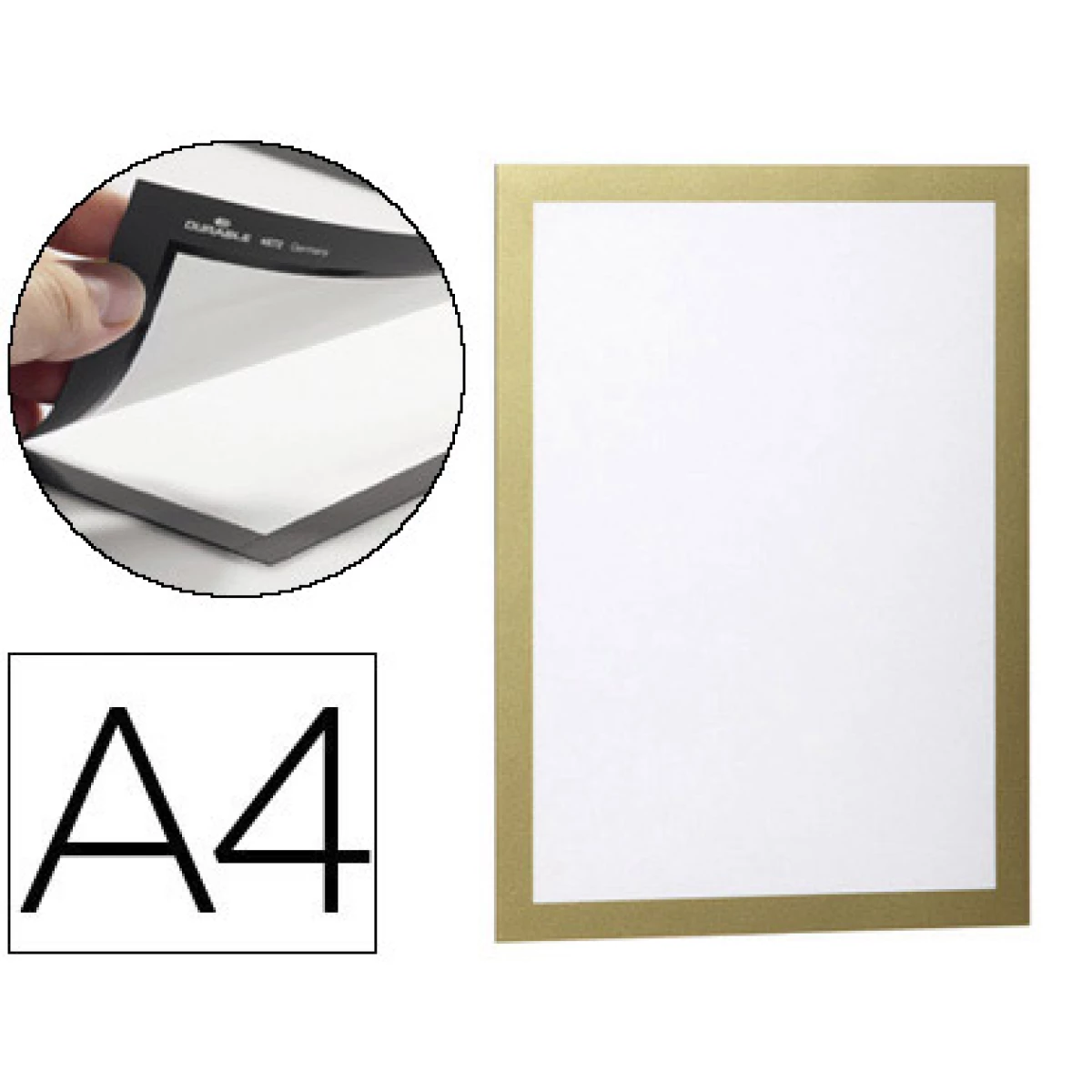 Thumbnail-Moldura porta anuncios durable magnetico din a4 dorso adesivo removivel cor ouro pack de 2 unidades