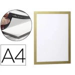 Thumbnail-Moldura porta anuncios durable magnetico din a4 dorso adesivo removivel cor ouro pack de 2 unidades