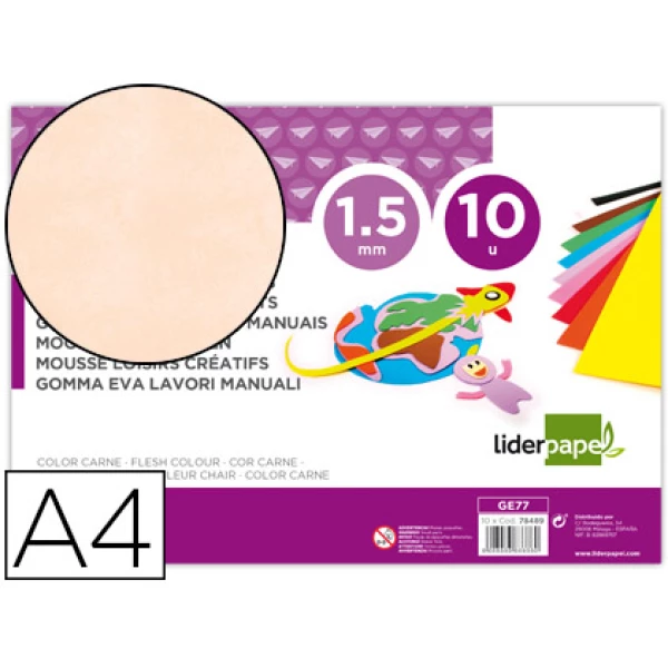 Thumbnail-Goma eva liderpapel din a4 60 gr espessura 1,5mm bege pack 10 folhas