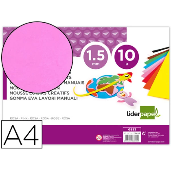 Thumbnail-Goma eva liderpapel din a4 60 gr espessura 1,5mm rosa pack 10 folhas