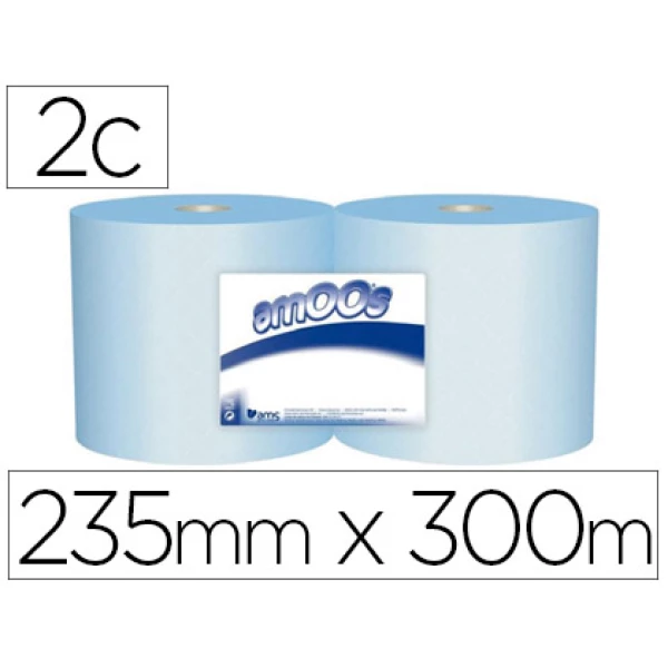 Thumbnail-Papel seca maos industrial amoos 2 folhas 235 mm x 300 mt cor azul pack de 2 rolos