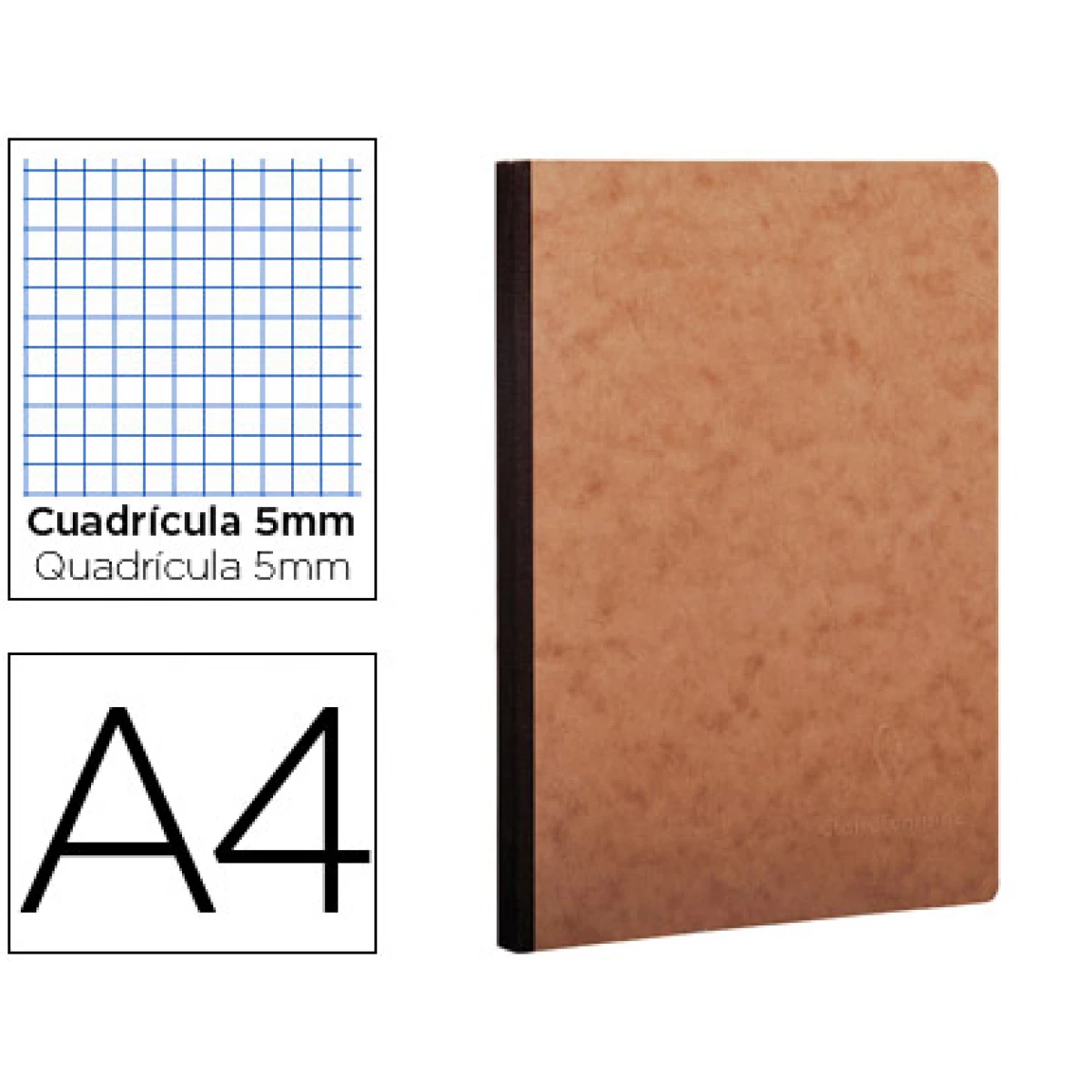 Thumbnail-Caderno clairefontaine capa cartolina din a4 quadriculado 5 mm 96 folhas cor kraft