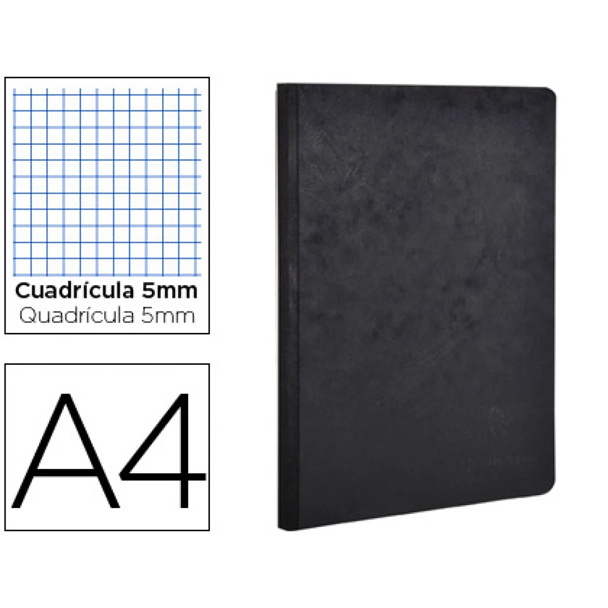 Thumbnail-Caderno clairefontaine capa cartolina din a4 quadriculado 5 mm 96 folhas cor preto