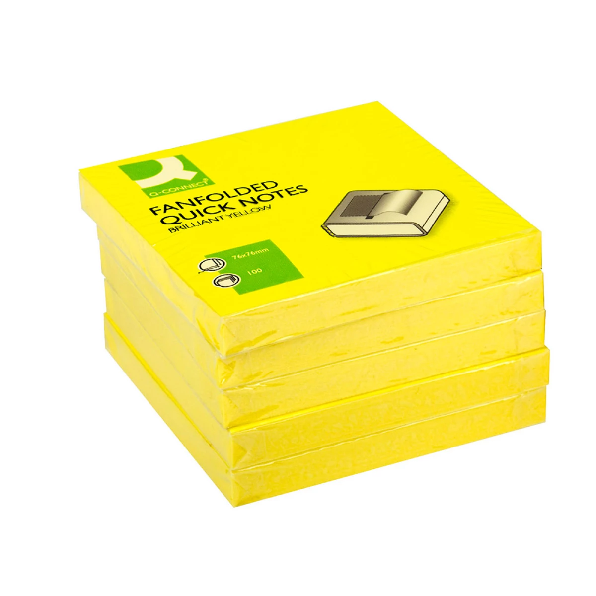 Galery – Bloco de notas adesivas q-connect amarelo neon 76 x 76 mm zig-zag0