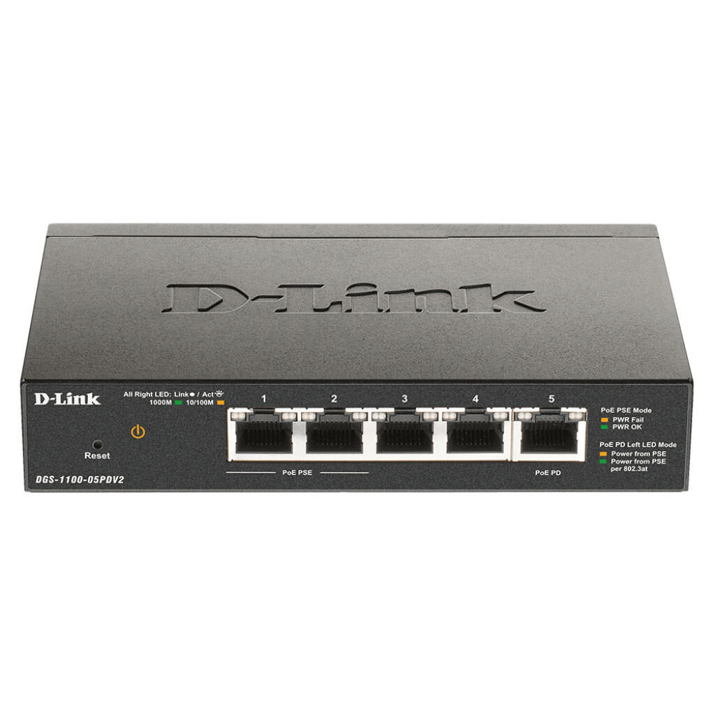 Thumbnail-D-Link DGS-1100-05PDV2 switch de rede Gerido Gigabit Ethernet (10/100/1000) Power over Ethernet (PoE) Preto