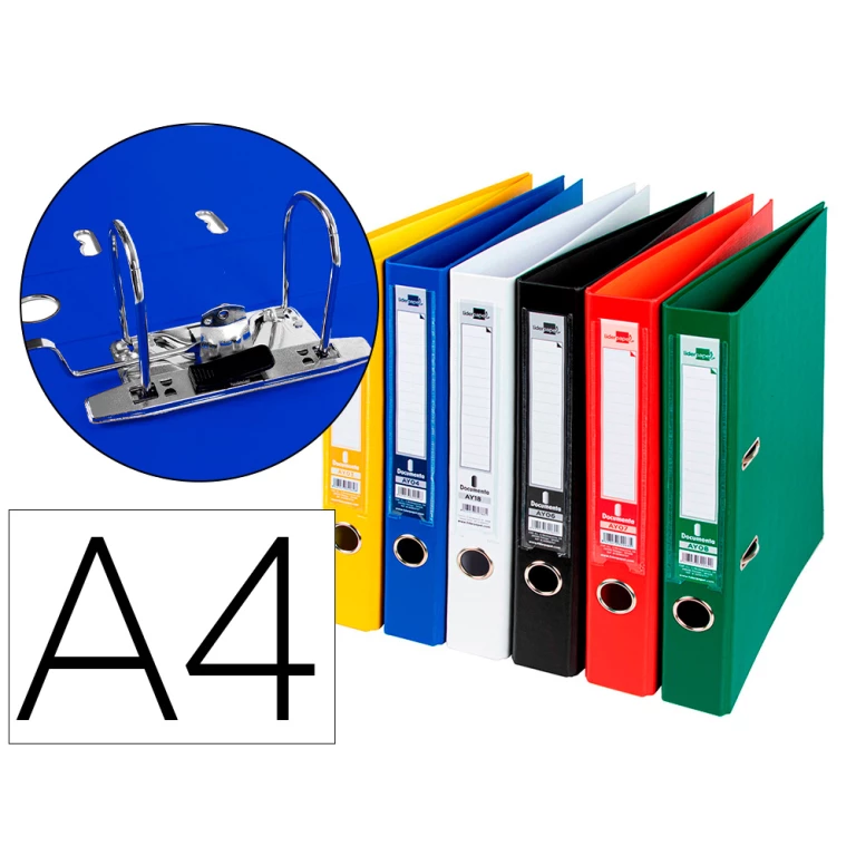 Thumbnail-Pasta de arquivo de alavanca liderpapel documenta pvc din a4 lombada 75 mm cores sortidas classic azul cinza, preto verm – 6 unidades