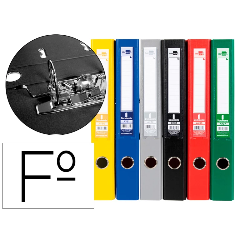 Thumbnail-Pasta de arquivo de alavanca liderpapel documenta pvc folio lombada 52 mm cores sortidas classic azul cinza, preto verme – 6 unidades