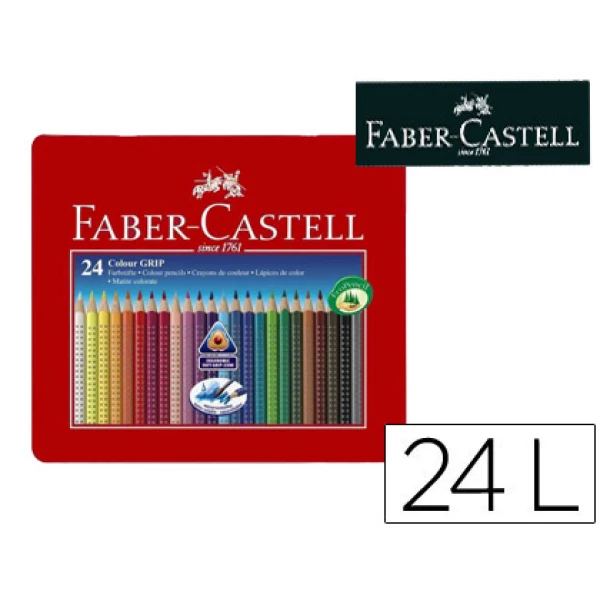 Thumbnail-Lapis de cor faber-castell aguarelavel colour grip triangular caixa metalica de 24 cores sortidas