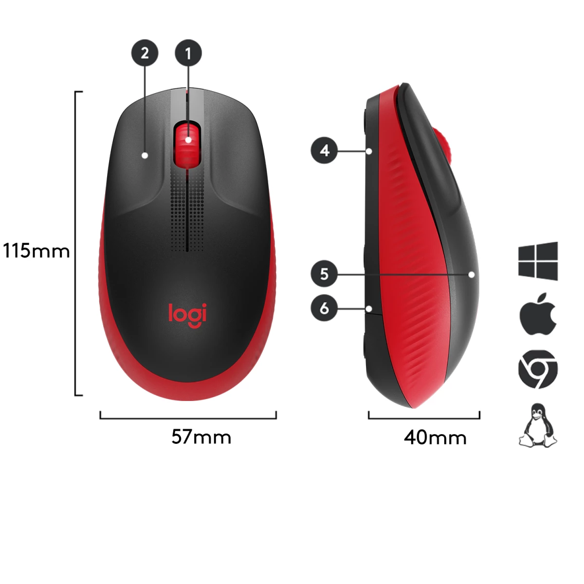 Galery – Logitech M190 rato Ambidestro RF Wireless Ótico 1000 DPI0