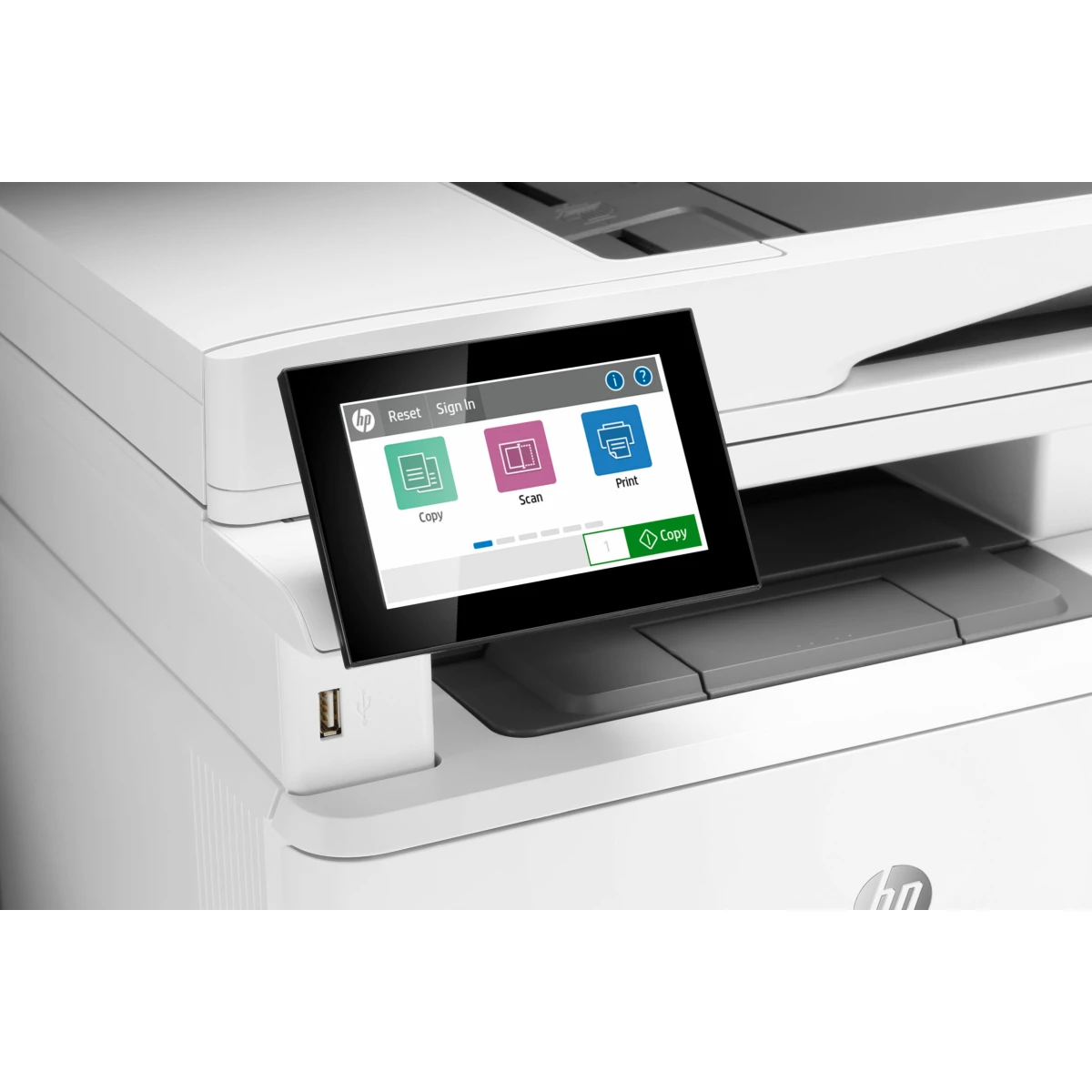 Galery – HP LaserJet Enterprise Multifunções M430f, Preto e branco, Impressora para Empresas, Impressão, cópia, digit., fax, ADF para 50 folhas; Impressão frente e verso; Digitalização frente e verso; Impressão através de porta USB frontal; Tamanho compacto; Eficiência energética; Segurança reforçada0