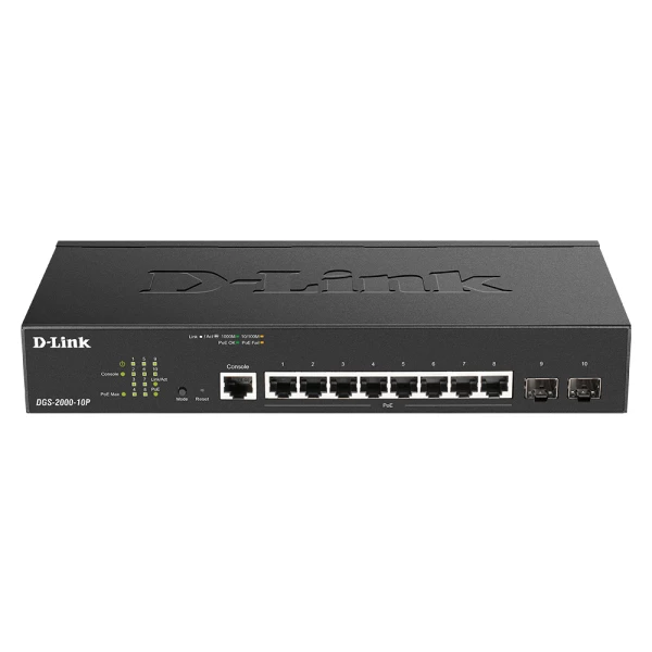 Thumbnail-D-Link DGS-2000-10P switch de rede Gerido L2/L3 Gigabit Ethernet (10/100/1000) Power over Ethernet (PoE) 1U Preto