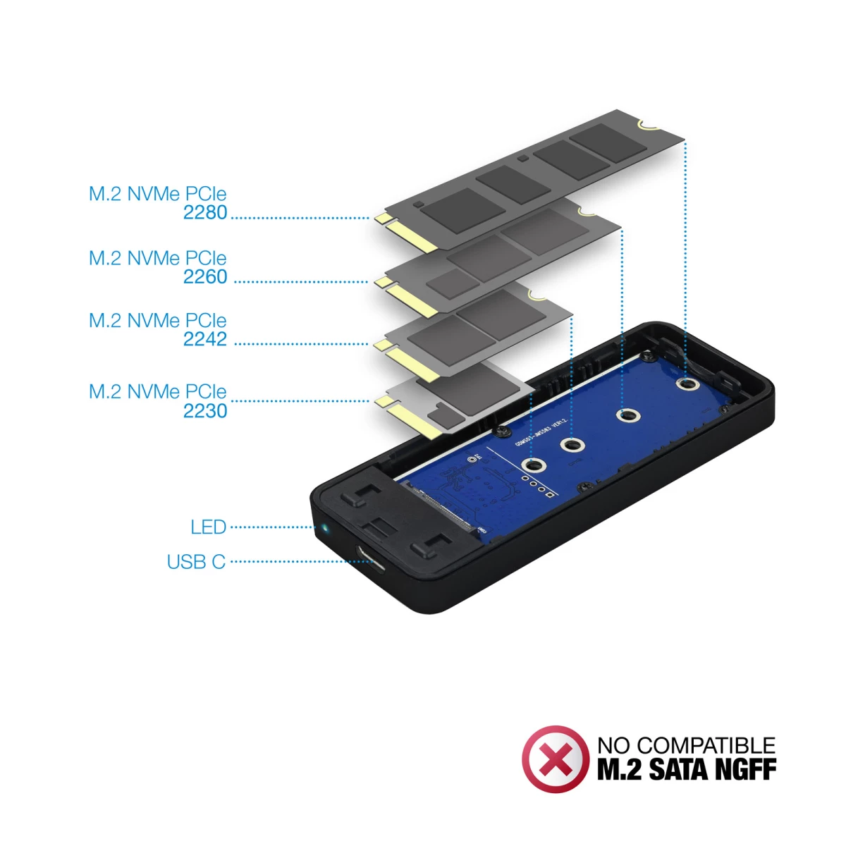 Galery – TooQ TQE-2280B Caixa para Discos Rígidos Compartimento SSD Preto M.20