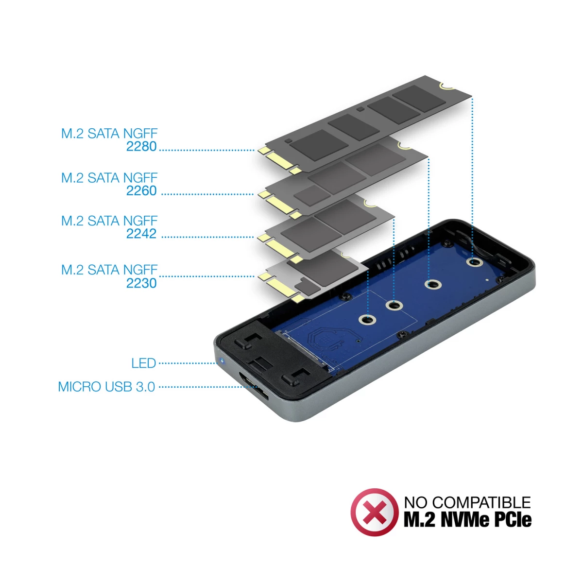 Galery – TooQ TQE-2281G Caixa para Discos Rígidos Compartimento SSD Cinzento M.20