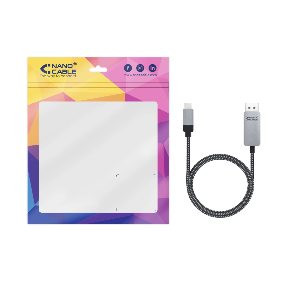 Galery – Nanocable 10.15.5002 adaptador de cabo de vídeo 1,8 m USB Type-C DisplayPort Alumínio, Preto0