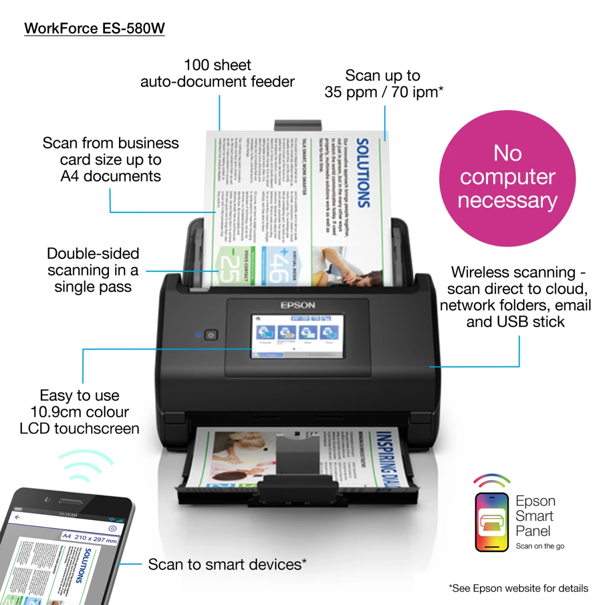 Galery – Epson WorkForce ES-580W Scanner com alimentação por folhas 600 x 600 DPI A4 Preto0