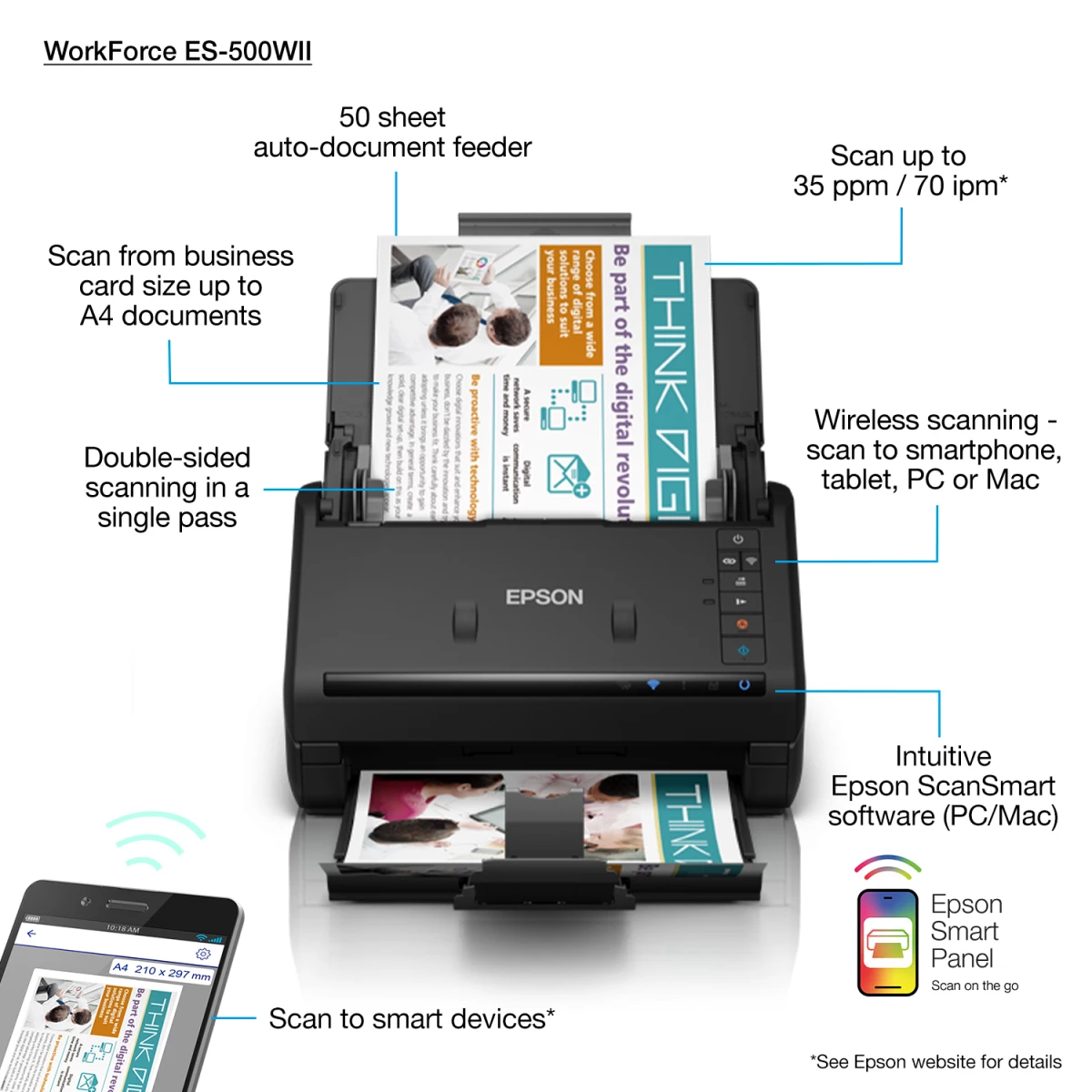 Galery – Epson WorkForce ES-500WII Scanner com alimentação por folhas 600 x 600 DPI A4 Preto0