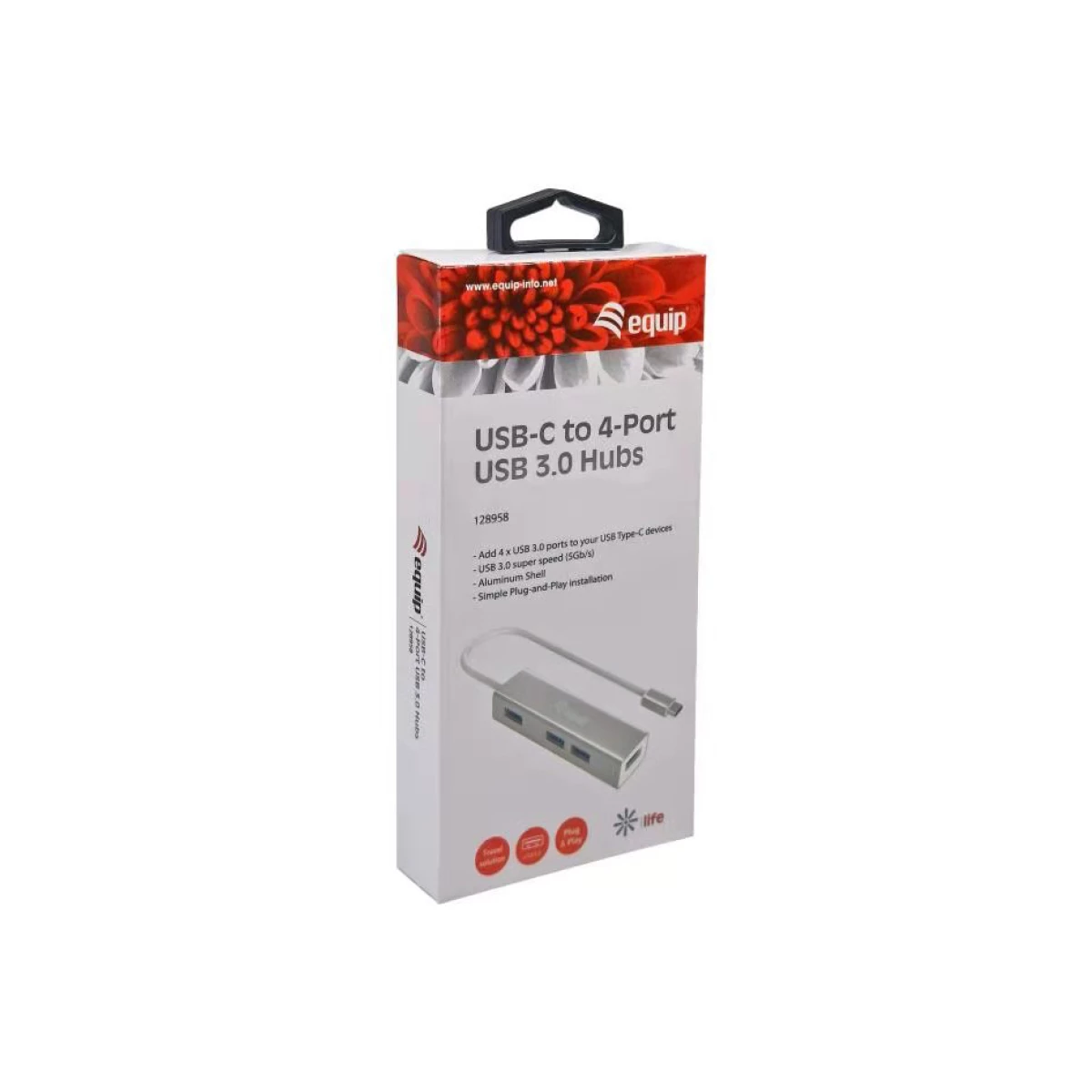 Galery – Equip 128958 hub de interface USB 3.2 Gen 1 (3.1 Gen 1) Type-C 5000 Mbit/s Prateado0