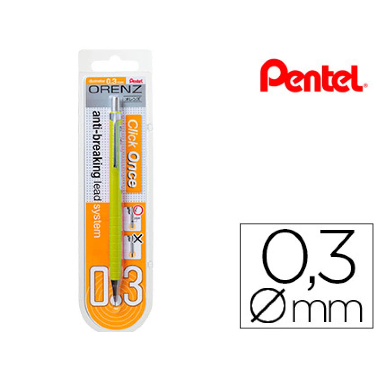 Thumbnail-Lapiseira pentel orenz 0,3 mm -amarelo-em blister de 1 unidade