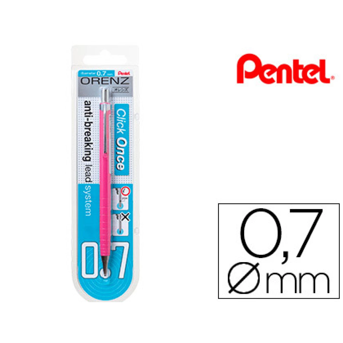 Thumbnail-Lapiseira pentel orenz 0,7 mm -rosa-em blister de 1 unidade