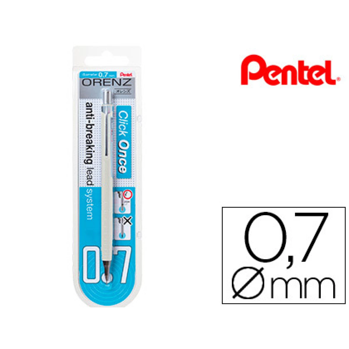 Thumbnail-Lapiseira pentel orenz 0,7 mm -branco-em blister de 1 unidade