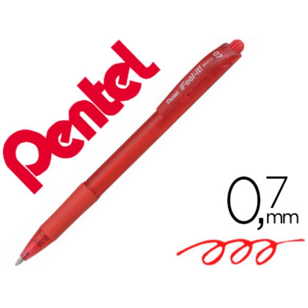 Thumbnail-Esferografica pentel retratil bx417 cor vermelha – 12 unidades