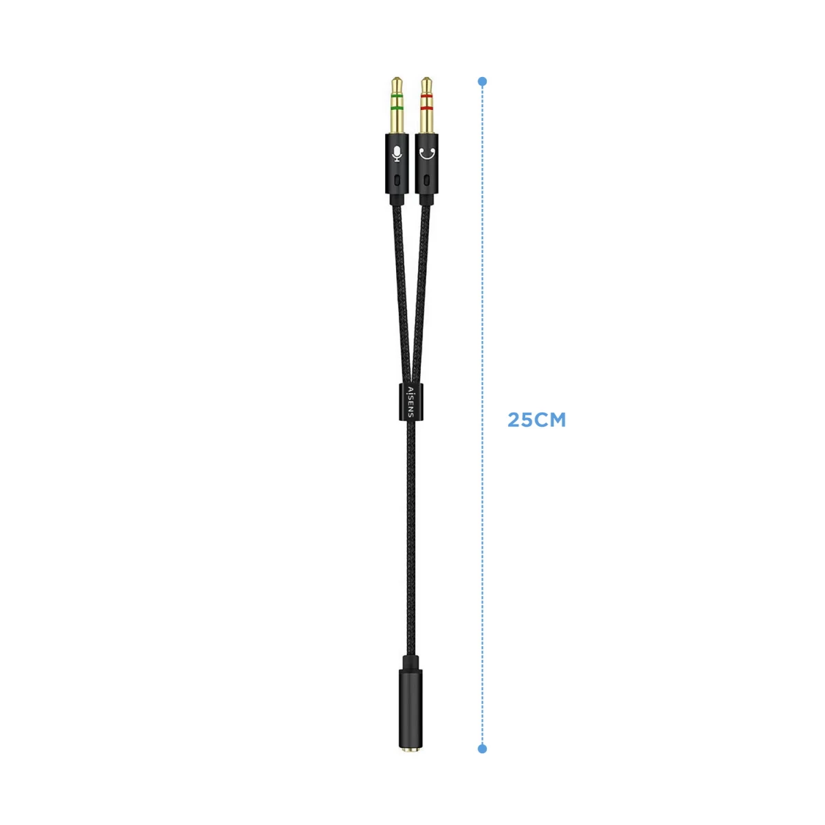 Galery – AISENS A128-0418 cabo de áudio 0,25 m 2 x 3.5mm 3.5mm Preto0