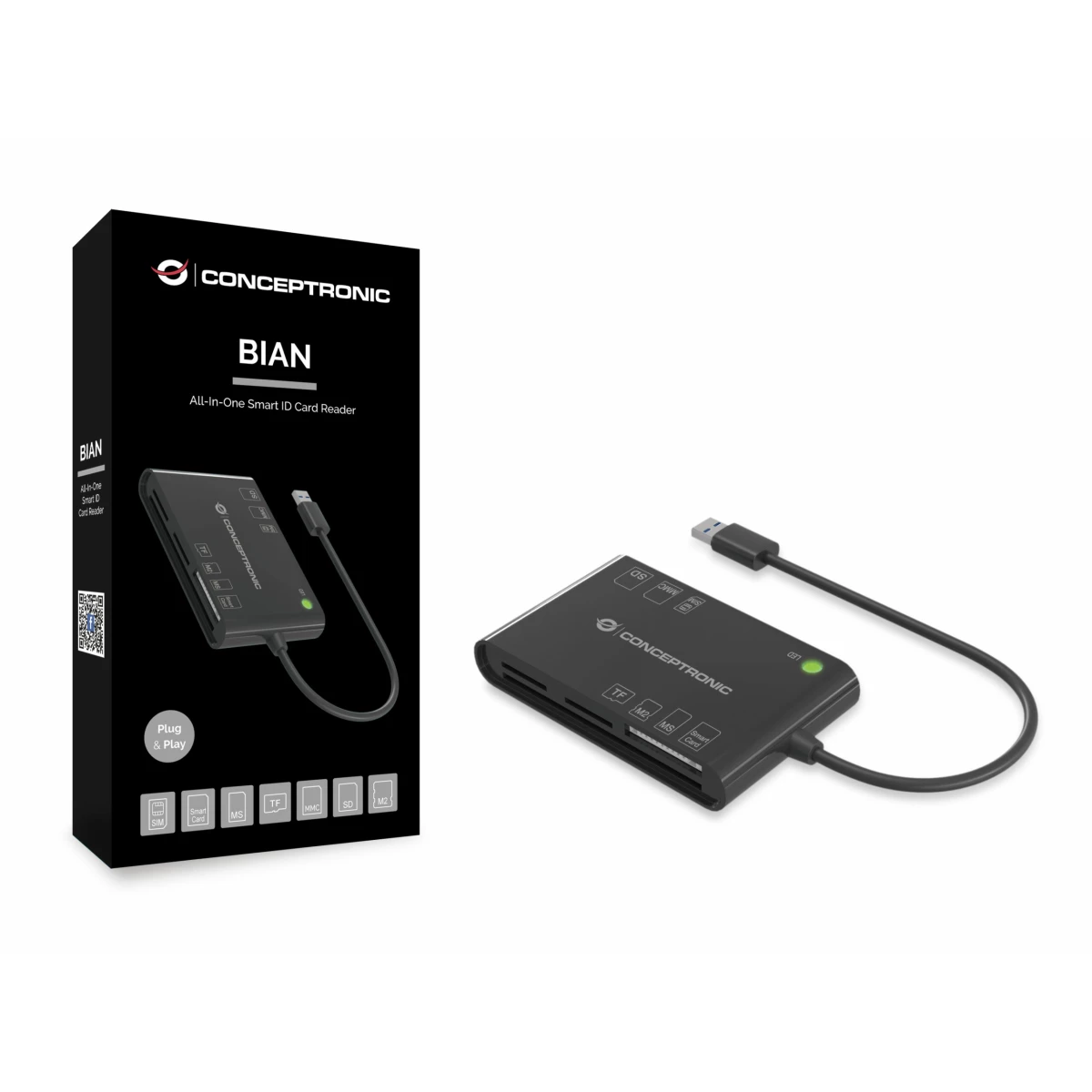 Galery – Conceptronic BIAN01B leitor de smart card Interior USB 3.2 Gen 1 (3.1 Gen 1) Preto0