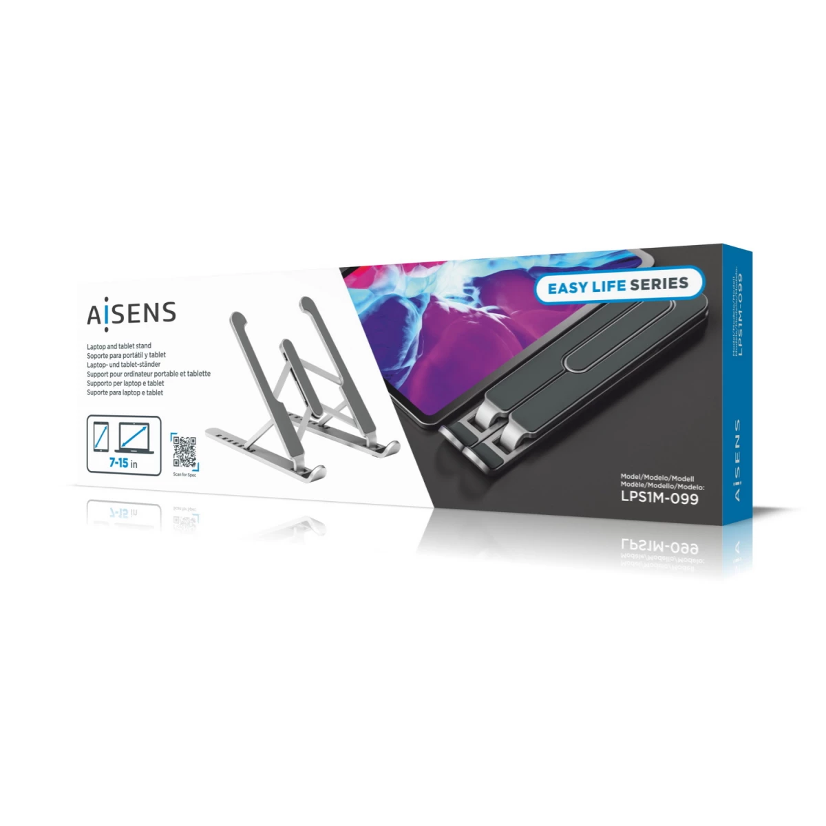 Galery – AISENS LPS1M-099 Suporte para Computadores Portáteis Suporte para computador portátil Prateado 38,1 cm (15″)0