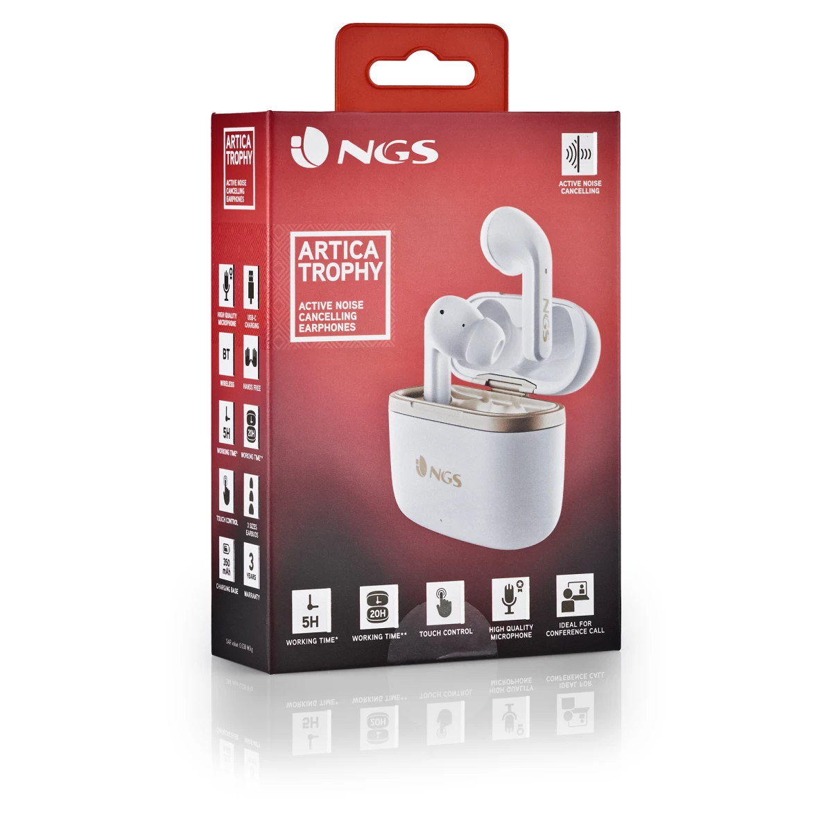 Galery – NGS ARTICA TROPHY Auscultadores Sem fios Intra-auditivo Chamadas/Música USB Type-C Bluetooth Dourado, Branco0