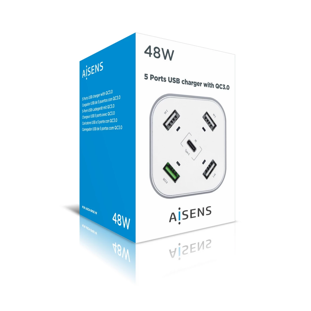 Galery – AISENS ASCH-5PQC-W carregador de dispositivos móveis Universal Branco AC Carregamento rápido Interior0