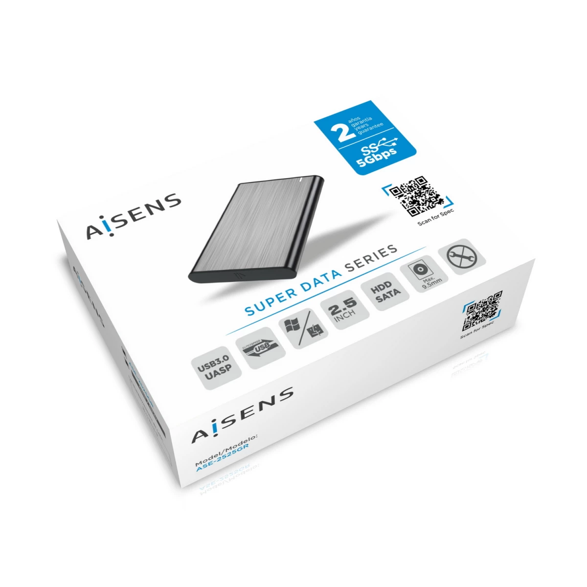 Galery – AISENS ASE-2525GR Caixa para Discos Rígidos Compartimento HDD/SSD Cinzento 2.5″0