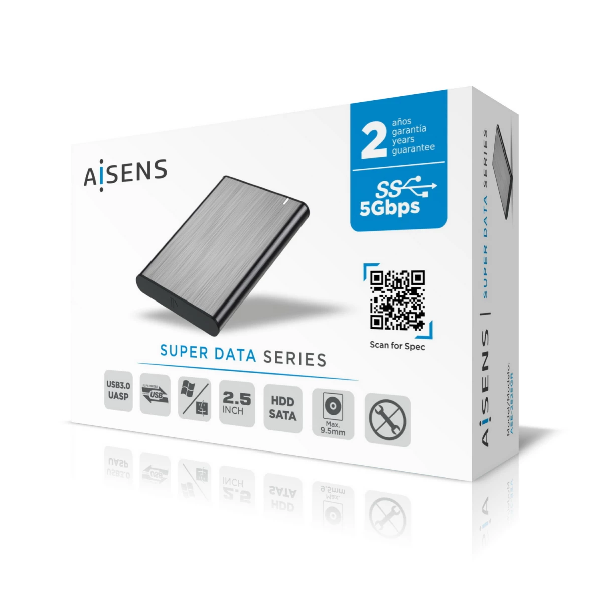 Galery – AISENS ASE-2525GR Caixa para Discos Rígidos Compartimento HDD/SSD Cinzento 2.5″0