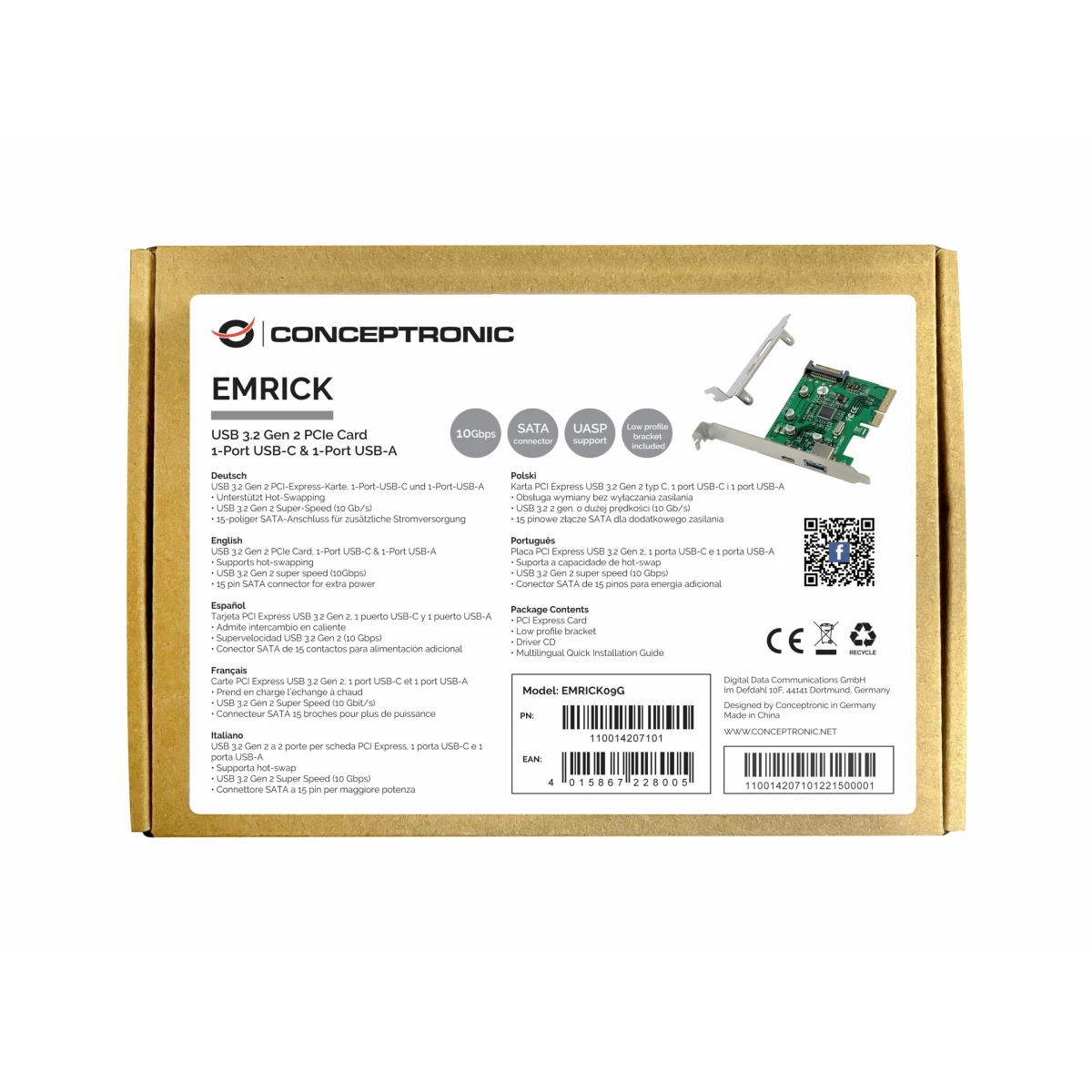 Galery – Conceptronic EMRICK09G placa/adaptador de interface Interno USB 3.2 Gen 2 (3.1 Gen 2)0