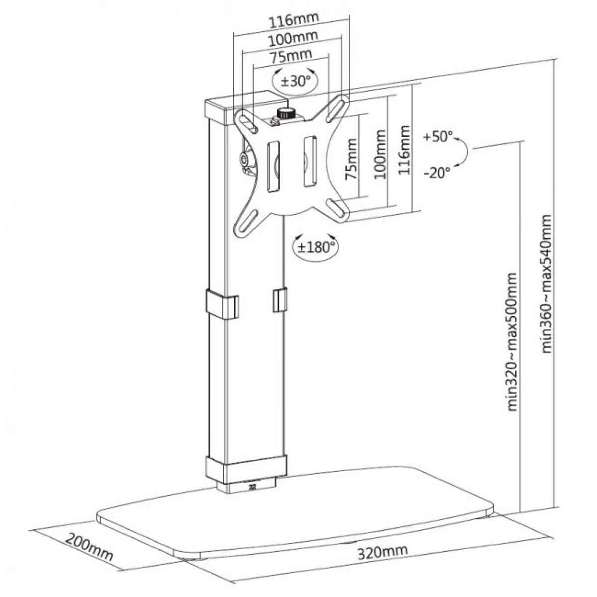 Galery – Equip 650126 montagem e suporte para monitores 81,3 cm (32″) Preto Secretária0