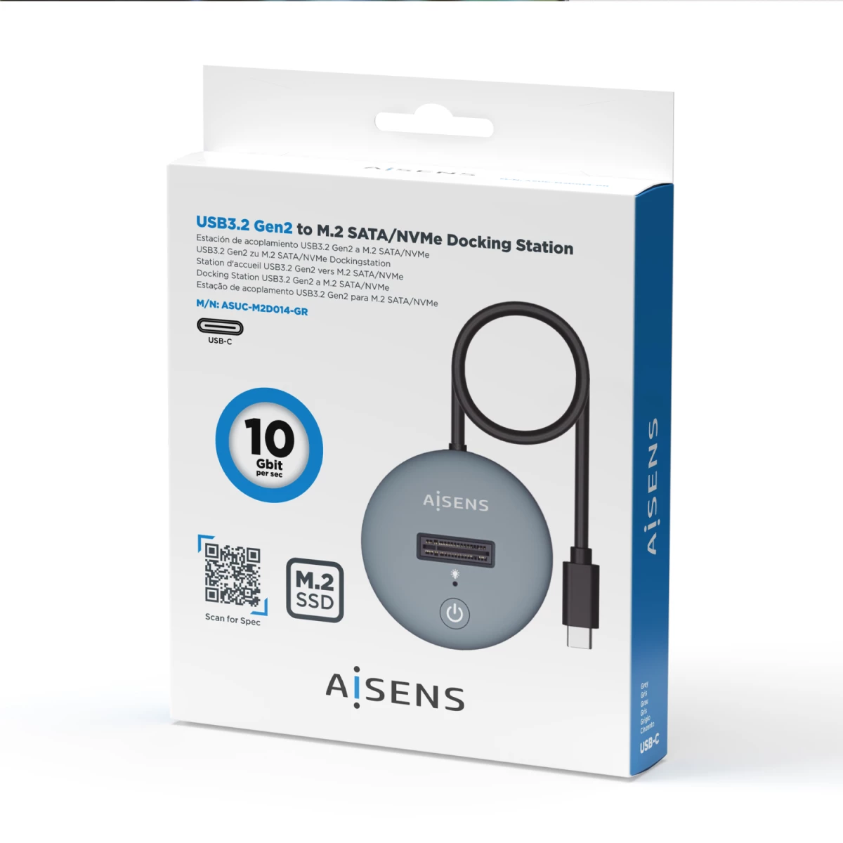 Galery – AISENS ASUC-M2D014-GR Caixa para Discos Rígidos Compartimento SSD Cinzento M.20