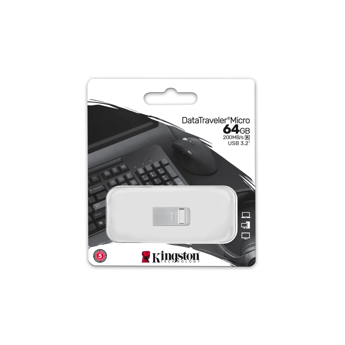 Galery – Kingston Technology DataTraveler Micro unidade de memória USB 64 GB USB Type-A 3.2 Gen 1 (3.1 Gen 1) Prateado0